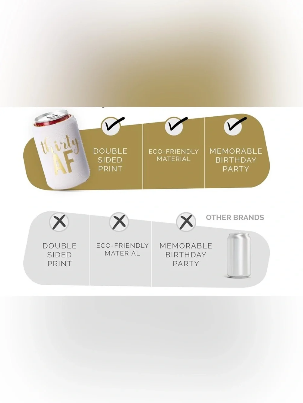 Thirty AF White & Gold Can Cooler - Party Can Koozie